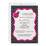 5x7 Black Lady Bug Birthday Party Invite