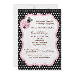5x7 Black Lady Bug Birthday Party Invite