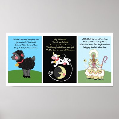 5x7 Black Sheep Diddle Bo Peep Kids Room Wall Art Posters by thepapergenius
