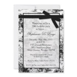 5x7 Black Toile Fabric Birthday Party Invitation