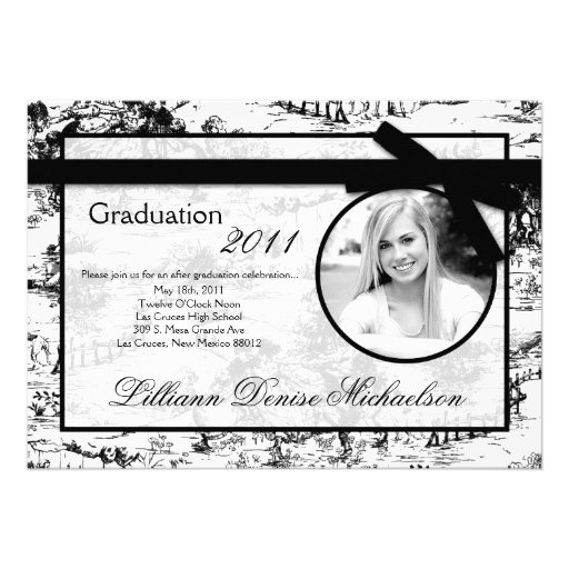 5x7 Black Toile Photo Graduation Announcement