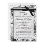 5x7 Black ToileFabric Sweet 16 Birthday Invitation