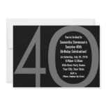 5x7 Black+White Big 4-0 Birthday Party Invitations