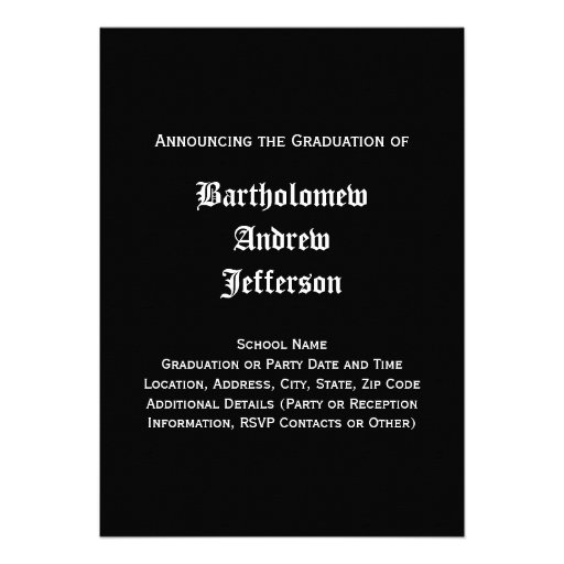 5x7 Black/White Caduceus Medical School Graduation Invites