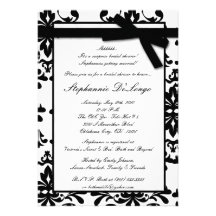 5x7 Black White Damask Bridal Shower Invitation