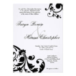 5x7 Black White Floral Linen Wedding Invitation