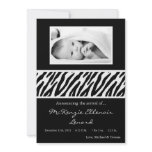 5x7 Black White Zebra PHOTO Birth Announcement