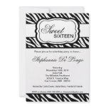 5x7 Black Zebra Print Birthday Party Invitation
