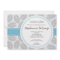 5x7 Blue Band Leaf Foliage Baby Shower Invitation