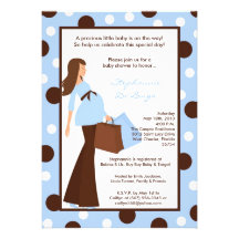 5x7 Blue Boy Modern Mod Mom Baby Shower Invitation