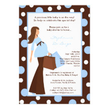 5x7 Blue Boy Modern Mod Mom Baby Shower Invitation