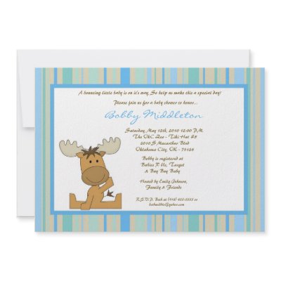 5x7 Blue Boy Woodland Moose Baby Shower Invitation by thepapergenius