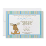 5x7 Blue Boy Woodland Moose Baby Shower Invitation