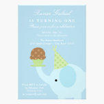 5x7 Blue Elephant Birthday Invitation invitations