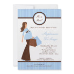 5x7 Blue Modern Mod Mom Baby Shower Invitation