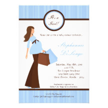 5x7 Blue Modern Mod Mom Baby Shower Invitation