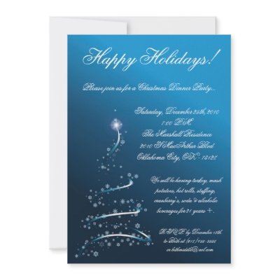 5x7 Blue XMAS Tree Christmas Party Invitation by thepapergenius
