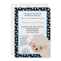 5x7 Boy Blue Farm Sheep Birthday Party Invitation