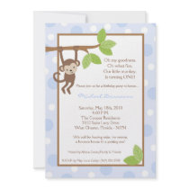 5x7 Boy Blue Monkey Jungle Birthday Invitation