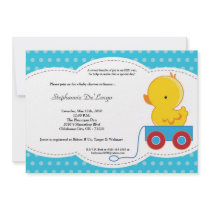 5x7 Boy Blue Polkadot Duck Baby Shower Invitation