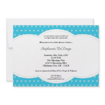 5x7 Boy Blue Polkadot Poke Baby Shower Invitation