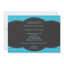 5x7 Boy Blue Polkadot Poke Baby Shower Invitation