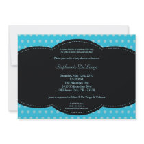 5x7 Boy Blue Polkadot Poke Baby Shower Invitation