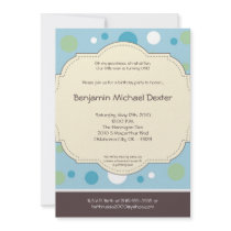 5x7 Boy Blue Polkadot Poke Birthday Invitation