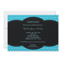 5x7 Boy Blue Polkadot Poke Birthday Invitation
