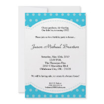 5x7 Boy Blue Polkadot Poke Birthday Invitation