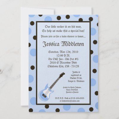 Punk Baby Shower Invitations on These Adorable Boy Blue Punk Rocker Guitar Baby Shower Invitations Are