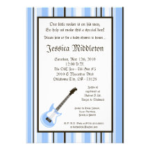 5x7 Boy Blue Rocker Guitar Baby Shower Invitation