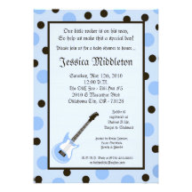 5x7 Boy Blue Rocker Guitar Baby Shower Invitation