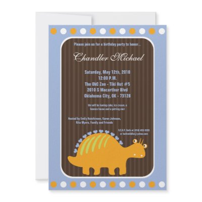 5x7 Boy Dinosaur Dino Birthday Party Invitation by thepapergenius