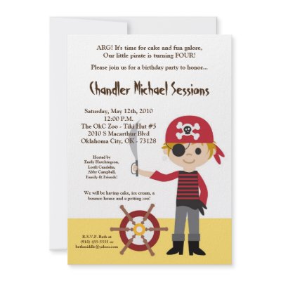 5x7 Boy Pirate Ship Birthday Party Invitation by thepapergenius