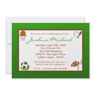 5x7 Boy Sports Football Birthday Party Invitation invitation