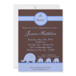 5x7 Boy Triplets Elephant Baby Shower Invitation