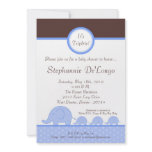 5x7 Boy Triplets Elephant Baby Shower Invitation