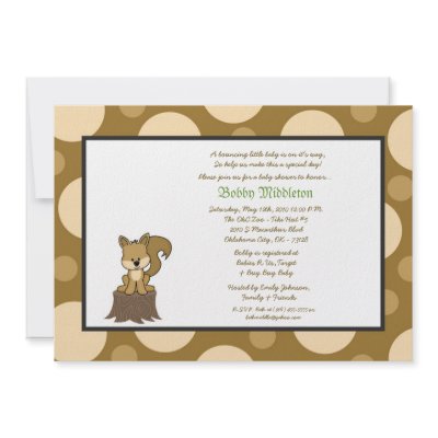 5x7 Brown & Brown Squirell  Baby Shower Invitation by thepapergenius