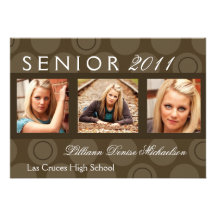 5x7 Brown Circle Polka Photo Senior Announcement