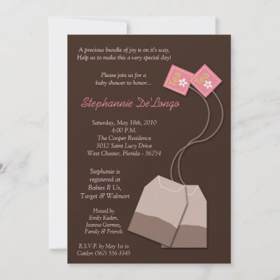  Party Baby Shower Invitations on 5x7 Brown Tea Bag Tea Party Baby Shower Invitation By Annleedesigns