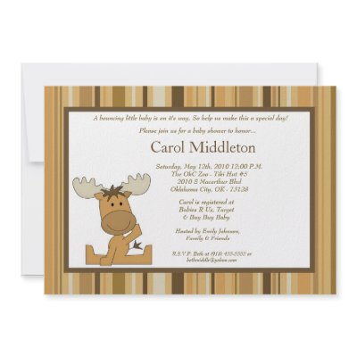5x7 Brown Woodland Moose Baby Shower Invitation by thepapergenius