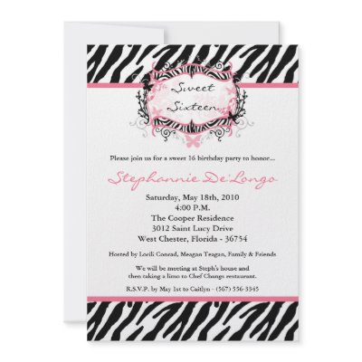 5x7 Butterfly Zebra Print Birthday Part Invitation (10-pack)