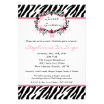 5x7 Butterfly Zebra Print Birthday Part Invitation