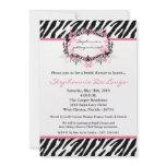 5x7 Butterfly Zebra Print Bridal Shower Invitation