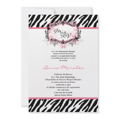 5x7 Butterfly Zebra Print Quinceanera Invitation by AnnLeeDesigns