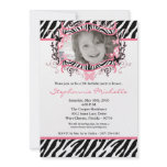 5x7 Butterfly ZebraPrint Photo Birthday Invitation