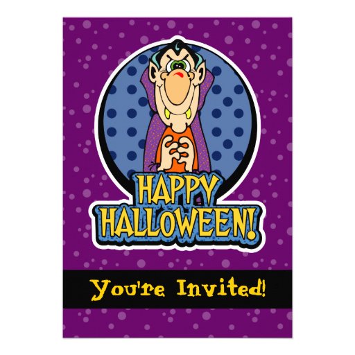 5x7 Cartoon Dracula Vampire Halloween Invitations