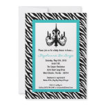 5x7 Chandelier Teal Zebra Baby Shower Invitation