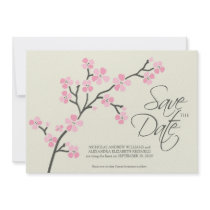5X7 Cherry Blossom Designer Save the Date 2 pink invitations by TheWeddingShoppe 5X7 Cherry Blossom Designer Save the Date 2 pink invitations